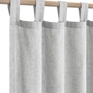Grey Curtains 63 Inch Length for Bedroom 2 Panels Set Tab Top Canvas Cotton